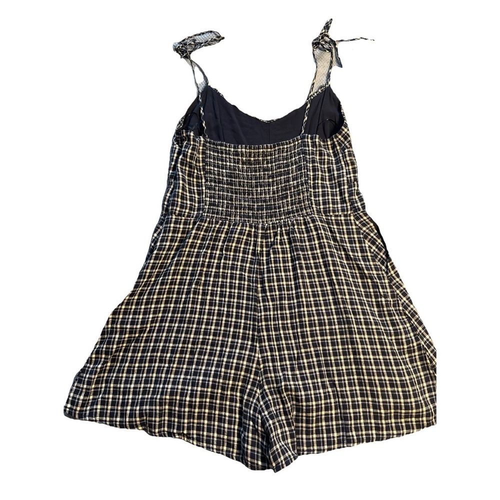 Abercrombie & Fitch Romper Women's Navy Blue Excellent Plaid Tie Strap Large - Picture 4 of 8